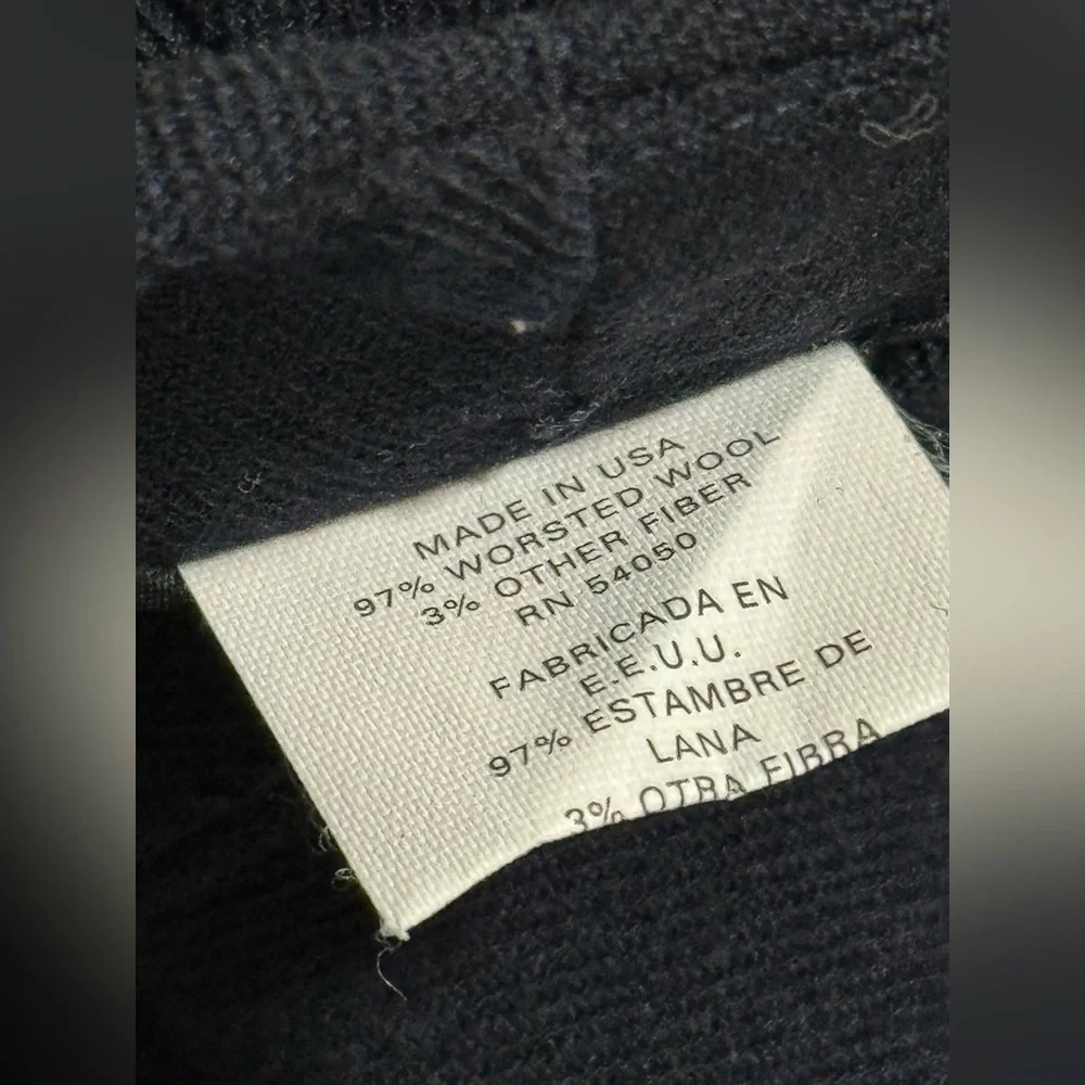 Lauren Ralph Lauren Size 8P Navy Blue Worsted Wool Midi Pencil Skirt Pockets
